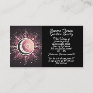 Celestial Sun Moon Stars Black Pink White Zodiac Business Card