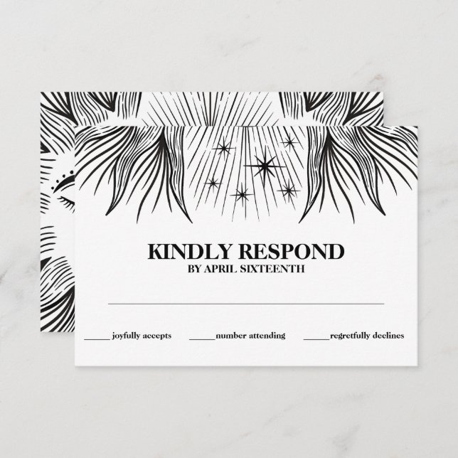 Celestial Sun Moon Stars Boho Handfasting RSVP Enclosure Card (Front/Back)