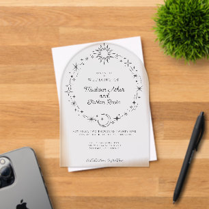 Celestial Sun moon Stars Frosted Acrylic Wedding  Invitations