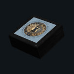 Celestial Sun Moon Stars Keepsake Box Personalized<br><div class="desc">This elegant celestial keepsake box features an elegant sun,  moon and stars,  on a blue background,  making a great gift,  keepsake box,  or jewelry box,  that you can customize with your favorite quote,  or your name.</div>