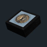 Celestial Sun Moon Stars Keepsake Box Personalized<br><div class="desc">This elegant celestial keepsake box features an elegant sun,  moon and stars,  on a blue background,  making a great gift,  keepsake box,  or jewelry box,  that you can customize with your favorite quote,  or your name.</div>