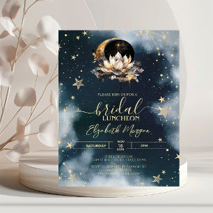 Celestial Sun,Moon,Stars Lotus Night Sky Bridal Invitation