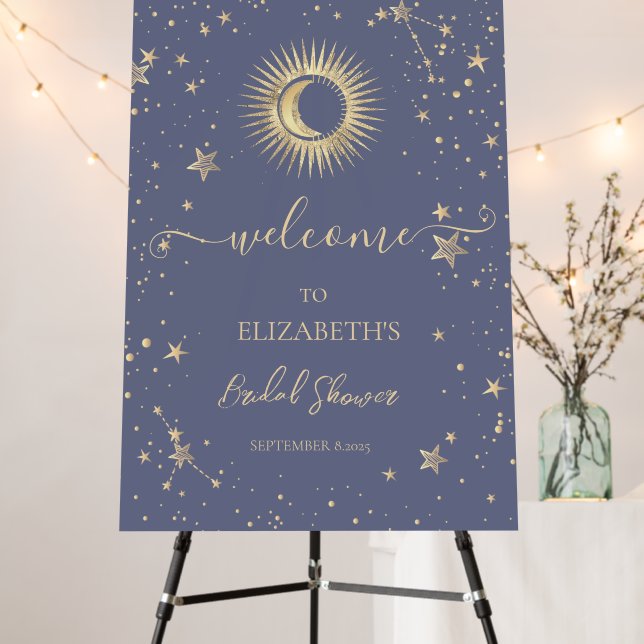 Celestial Sun,Moon,Stars Pastel Bridal Shower Foam Board (In Situ (Stand))