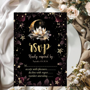 Celestial Sun,Moon,Stars Roses Night Sky RSVP Invitation