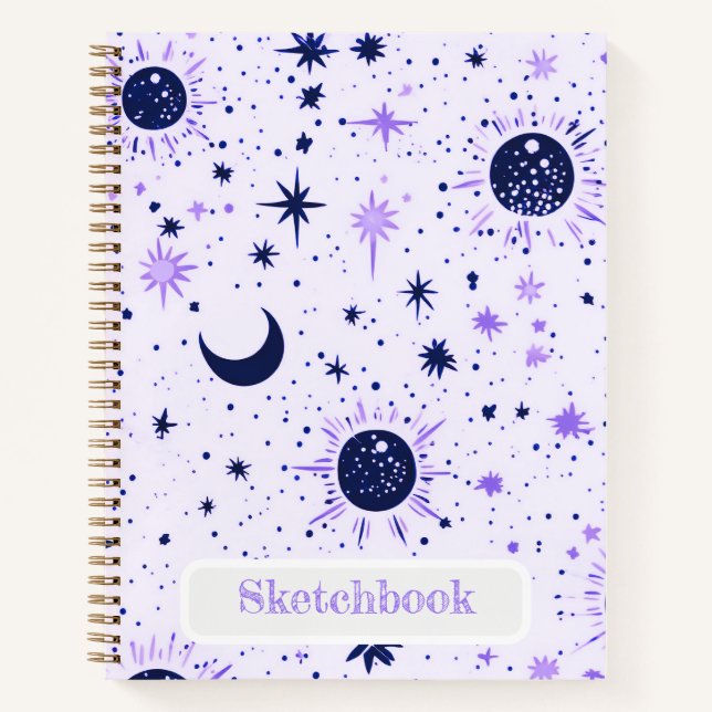 Celestial Sun Moon Stars Sketchbook Notebook (Front)