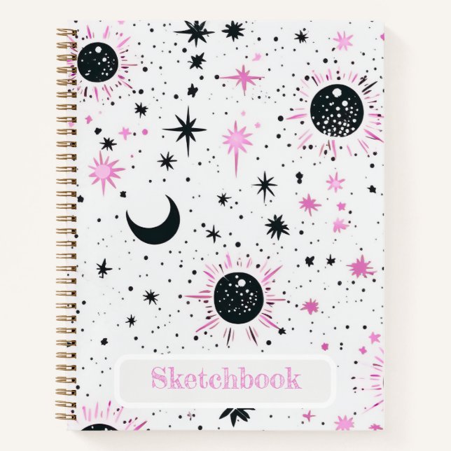 Celestial Sun Moon Stars Sketchbook Notebook (Front)