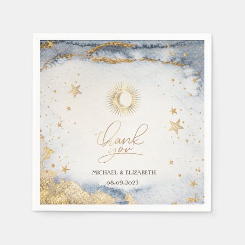 Celestial SunMoonStars Watercolor  Napkins