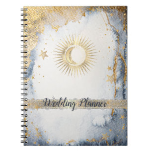 Celestial Sun,Moon,Stars Watercolor Notebook