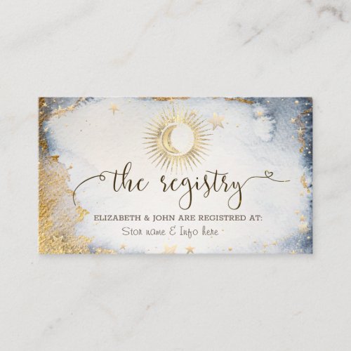 Celestial SunMoonStars Watercolor Registry Enclosure Card