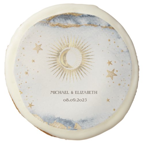 Celestial SunMoonStars Watercolor Sugar Cookie