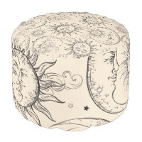Celestial Sun Moon Stars Whimsical Cream Black