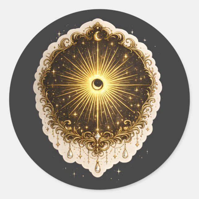 Celestial Sun Moon Symbol Sacred Cosmic Balance Classic Round Sticker (Front)