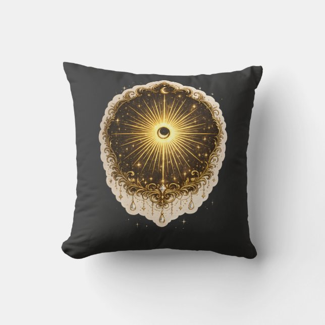 Celestial Sun Moon Symbol Sacred Cosmic Balance Throw Pillow (Front)
