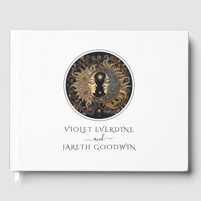 Celestial Sun Moon Wedding Guest Book (Front)