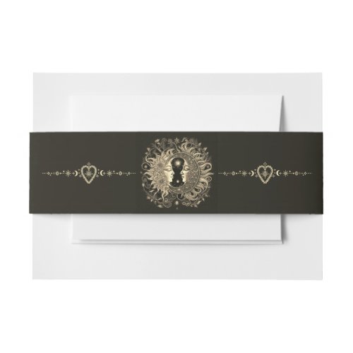 Celestial Sun Moon Wedding Guest Book Invitation Belly Band