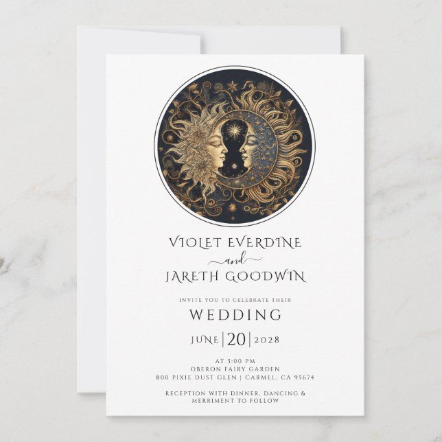 Celestial Sun Moon Wedding Invitation (Front)