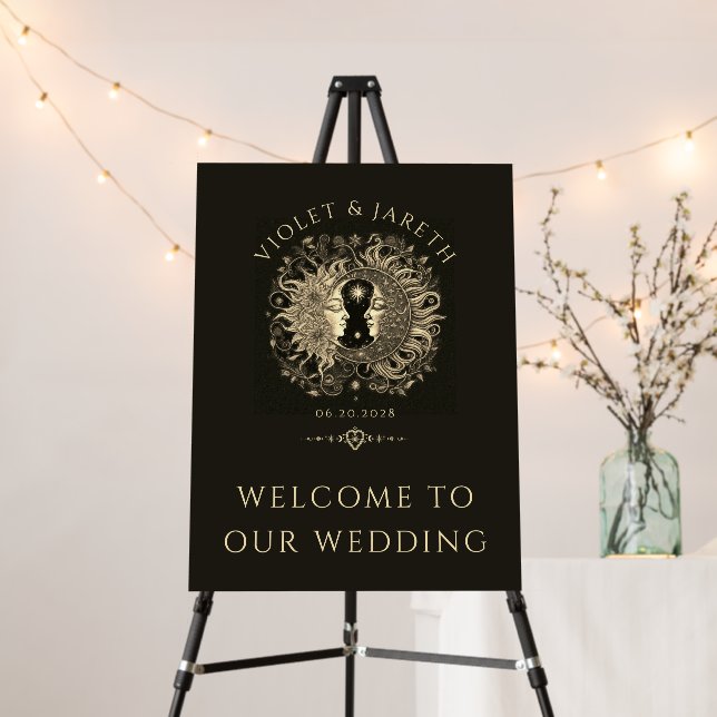 Celestial Sun Moon Wedding Wedding Welcome Foam Board (In Situ (Stand))