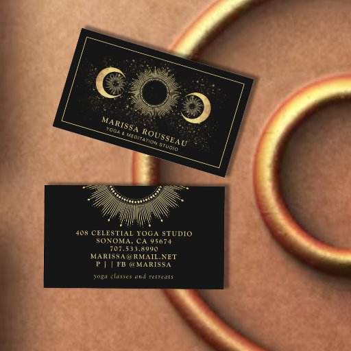 Customizable Celestial Sun Moon Yoga Instructor Business Card