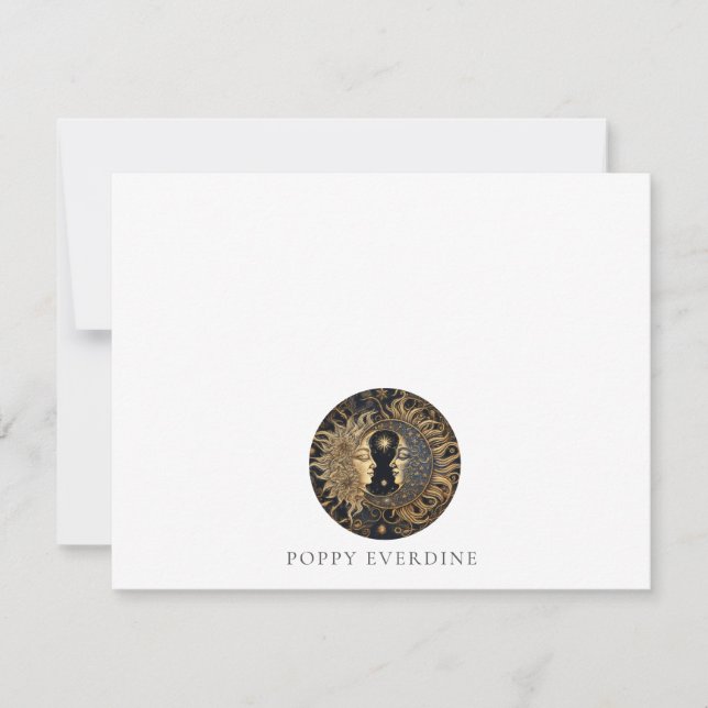 Celestial Sun Moons Name  Note Card (Front)