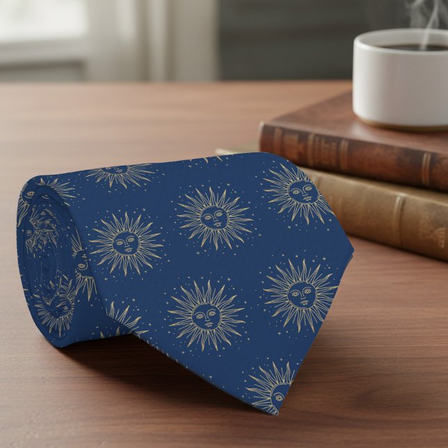Celestial Sun Pattern Teacher Quote Personalized Neck Tie (Teacher Appreciation tie with celestial sun and quote by Darling & May)