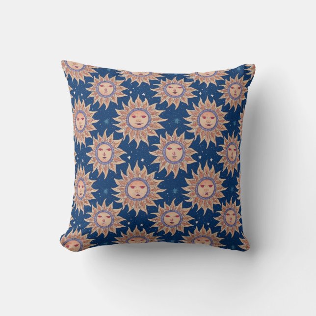 Celestial Sun Pattern Throw Pillow (Front)