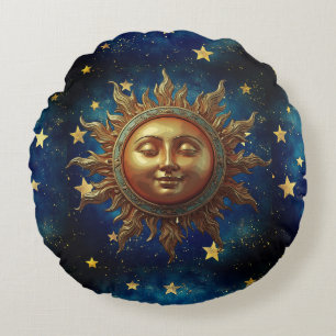 Celestial Sun Round Pillow