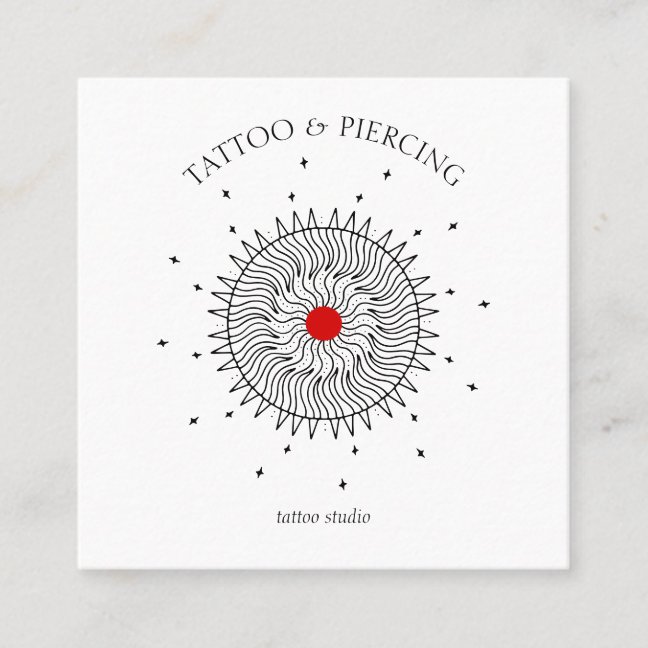 Celestial Sun Tattoo and Piercing Studio Logo Square Business Card