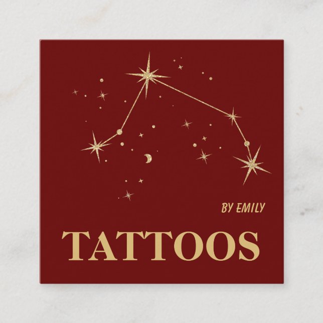 Celestial Sun Tattoo Salon Square Business Card (Front)