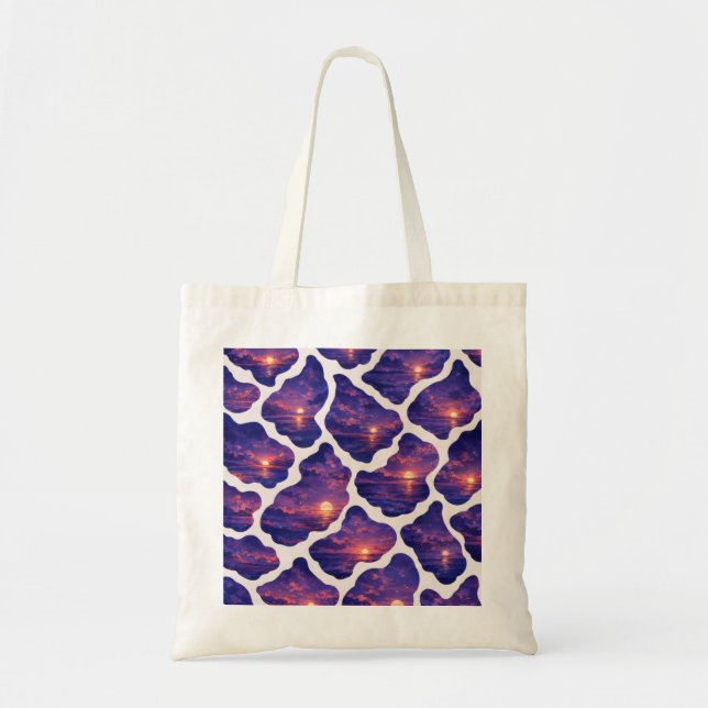 Celestial Sunset Ocean Pattern Tote Bag (Front)