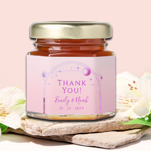 Celestial Sunset Pink Sun Moon Stars Wedding Honey Jar Favors