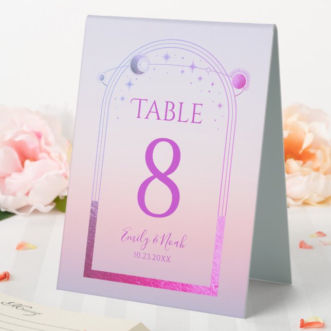 Celestial Sunset Pink Sun Moon Stars Wedding Table Tent (In SItu (Wedding))