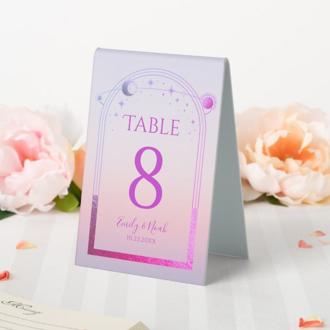 Celestial Sunset Pink Sun Moon Stars Wedding Table Tent (In SItu (Wedding))