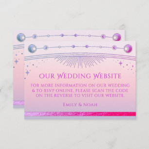 Celestial Sunset Pink Wedding Website RSVP QR Code Enclosure Card