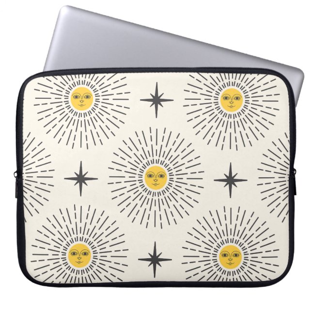 Celestial Sunshine Vintage Pattern Laptop Sleeve (Front)