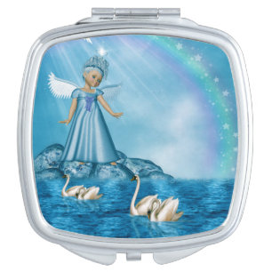 Celestial Swan Guardian Compact Mirror