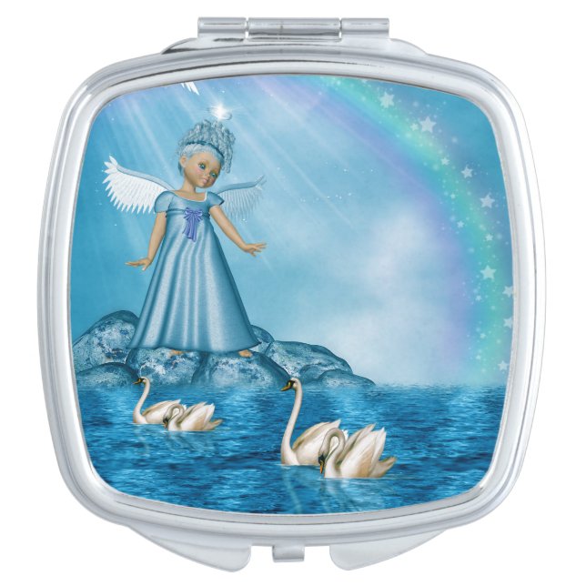 Celestial Swan Guardian Compact Mirror (Front)