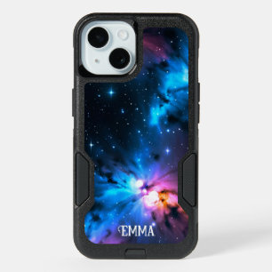 Celestial Swirls of Stars Custom Name iPhone 15 Case