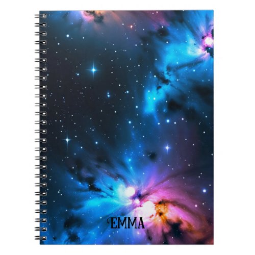 Celestial Swirls of Stars Custom Name Notebook