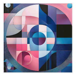 Celestial Symmetry: Geometric Shapes Blues & Pink Acrylic Print