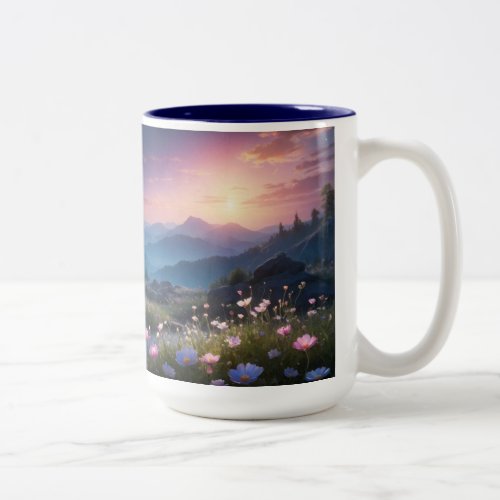 Celestial Symphony Bioluminescent Beauty Two_Tone Coffee Mug