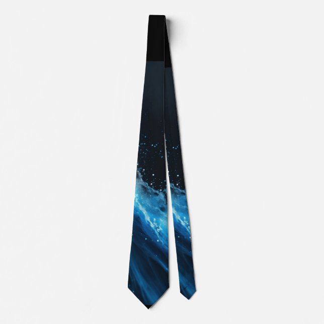 Celestial Symphony in Blue, Silver, and Gray Neck Tie (Front)
