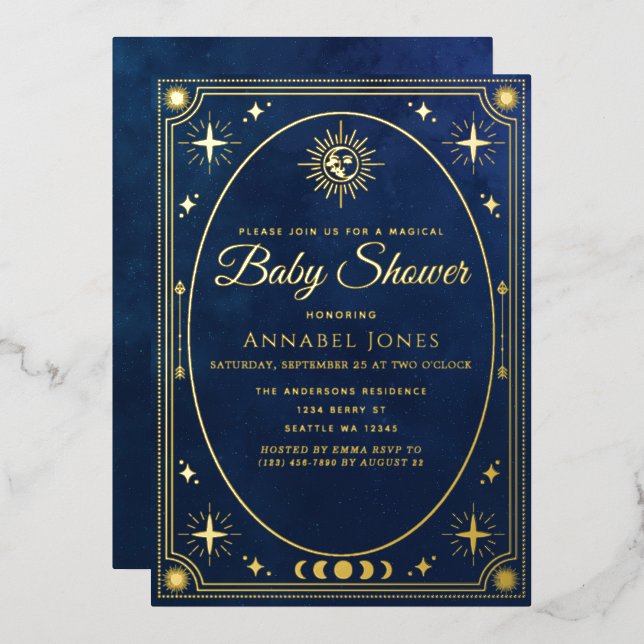 Celestial Tarot Card Baby Shower Invitation (Front/Back)