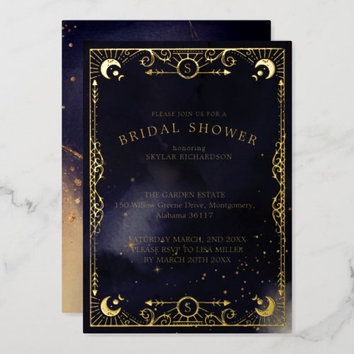Celestial Tarot Card Sun  Moon Navy Bridal Shower