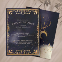 Celestial Tarot Card Sun & Moon Navy Bridal Shower