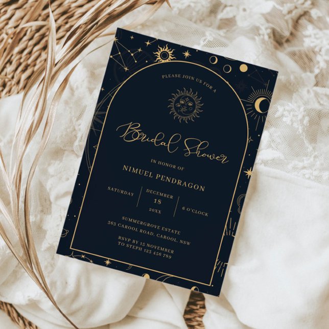 Celestial Tarot Elements Starsign Bridal Shower Invitation (Creator Uploaded)