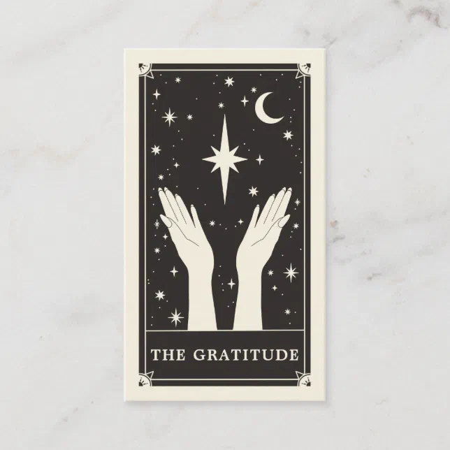 Celestial Tarot Gratitude thank you Business card Zazzle
