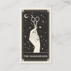 Celestial Tarot Hairdresser Black Business card | Zazzle