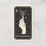 Celestial Tarot Hairdresser Black Business card