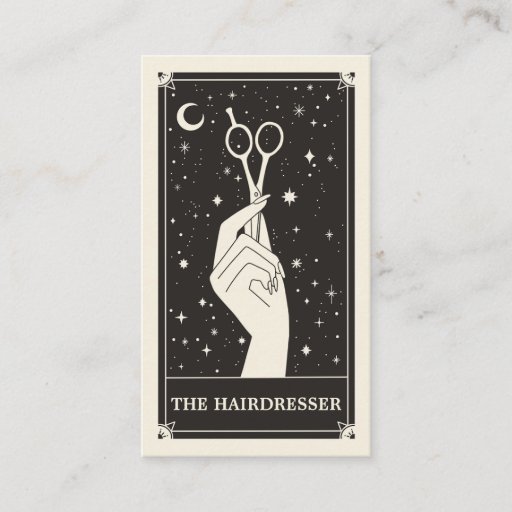 Customizable Celestial Tarot Hairdresser Black Business card