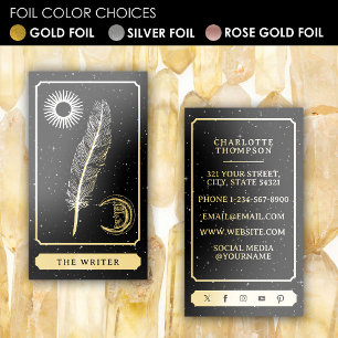 Celestial Tarot Mystical Black Writer Author Gold Foil Business Cards